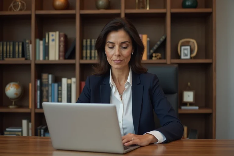 Femme d'âge moyen lisant les actualités internationales